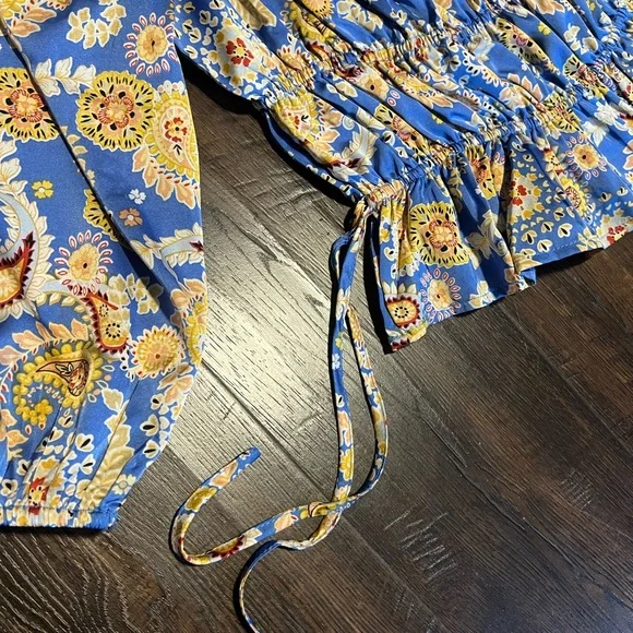 Lulus Blue Paisley + Floral Blouse - Picture 5 of 8